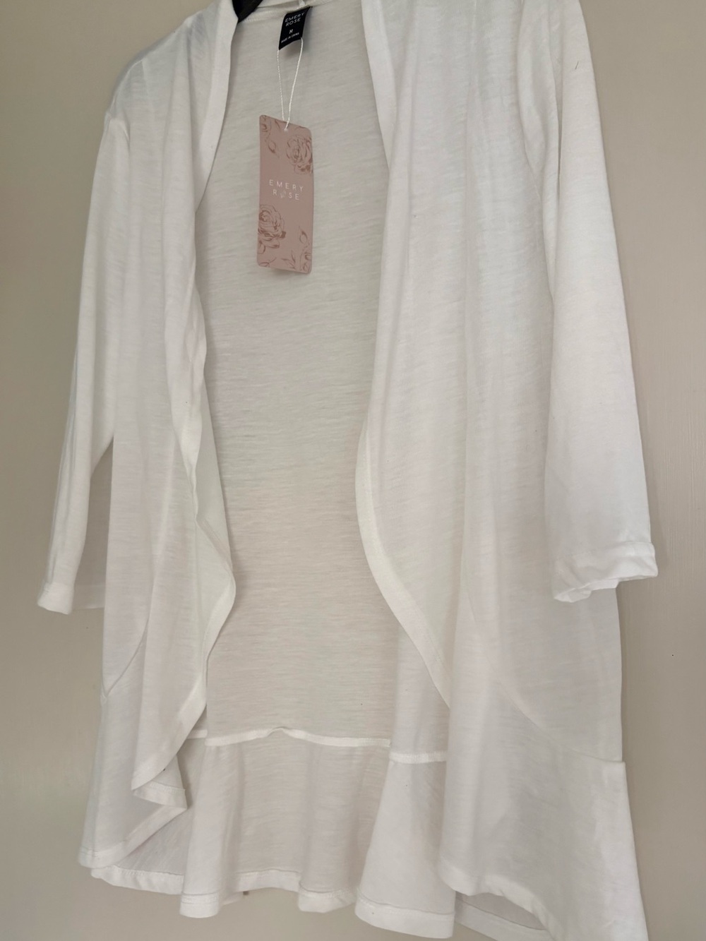 Emery Rose White Open-Front Cardigan